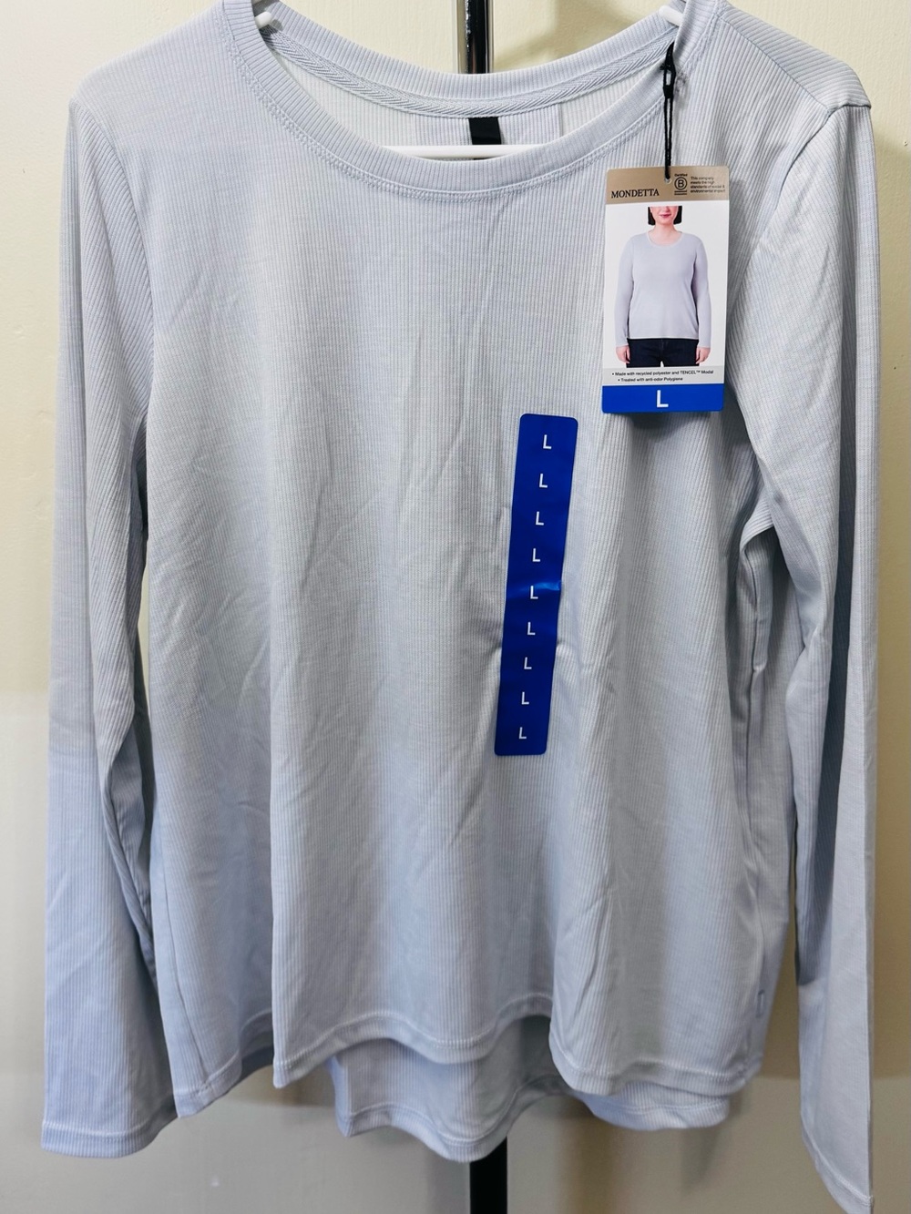Mondetta Pale Blue Ribbed Long-Sleeve Top